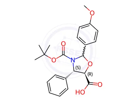 Chemical structure of (4S,5R)-3-tert-butoxycarbony-2-(4-anisy)-4-phenyl-5-oxazolidinecarboxylic acid