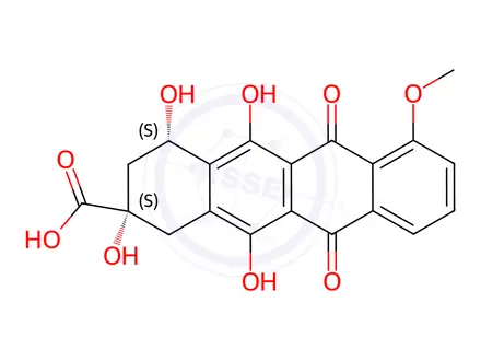 Chemical structure of 1-Demethyl Hydroxy Daunomycinone