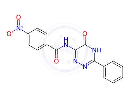 Chemical structure of Benzamide, N-(2,5-dihydro-5-oxo-3-phenyl-1,2,4-triazin-6-yl)-4-nitro-