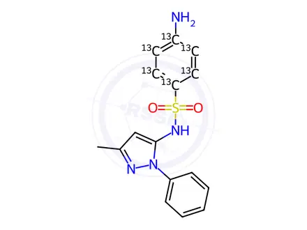 Chemical structure of Sulfapyrazole-13C6