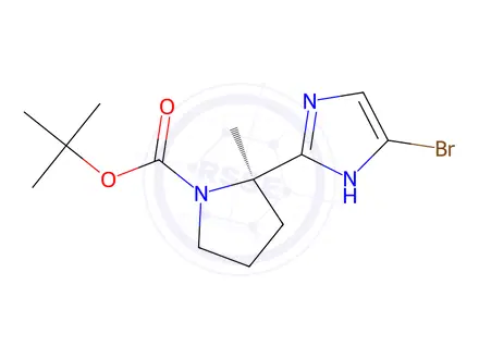 Chemical structure of Tert-butyl (R)-2-(5-bromo-1H-imidazol-2-yl)-2-methylpyrrolidine-1-carboxylate