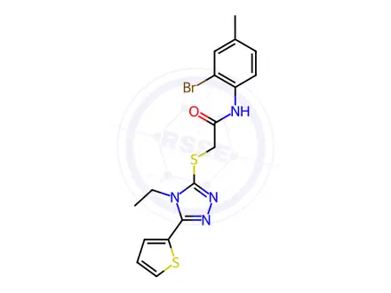Chemical structure of N-(2-Bromo-4-methylphenyl)-2-((4-ethyl-5-(thiophen-2-yl)-4H-1,2,4-triazol-3-yl)thio)acetamide