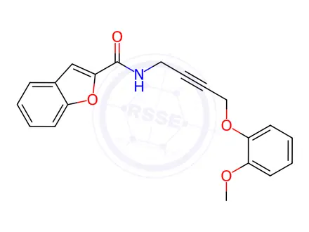 Chemical structure of N-(4-(2-Methoxyphenoxy)but-2-yn-1-yl)benzofuran-2-carboxamide