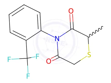 Chemical structure of 2-methyl-4-[2-(trifluoromethyl)phenyl]-3,5-thiomorpholinedione