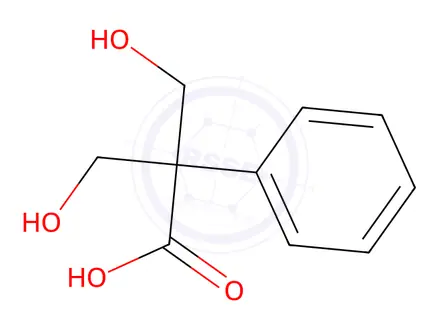 Chemical structure of 3-hydroxy-2-(hydroxymethyl)-2-phenylpropanoic acid
