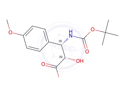 Chemical structure of (2S,3S)-3-((tert-butoxycarbonyl)amino)-2-hydroxy-3-(4-methoxyphenyl)propanoic acid