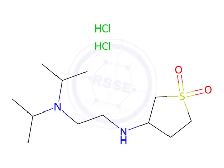 Chemical structure of 3-({2-[bis(propan-2-yl)amino]ethyl}amino)-1λ6-thiolane-1,1-dione dihydrochloride