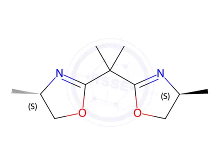 Chemical structure of Oxazole, 2,2'-(1-methylethylidene)bis[4,5-dihydro-4-methyl-, (4S,4'S)-