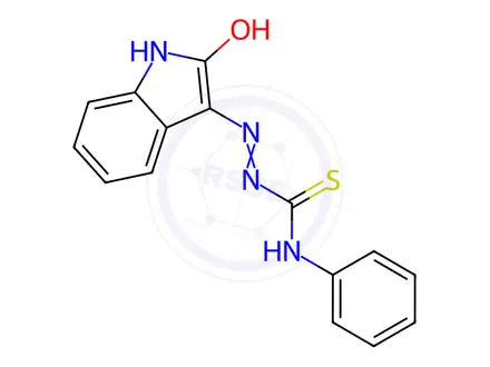 Chemical structure of 2-(2-Oxoindolin-3-ylidene)-N-phenylhydrazine-1-carbothioamide