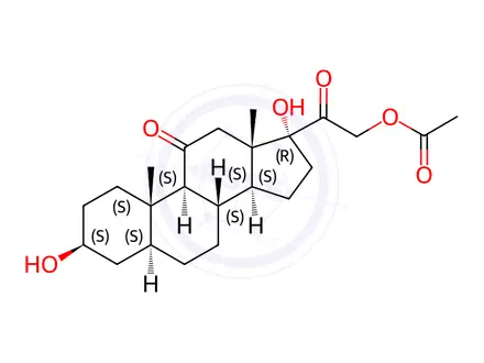 Chemical structure of 3beta,17,21-Trihydroxy-5alpha-Pregnane-11,20-dione 21-Acetate