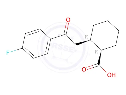Chemical structure of (1R,2R)-2-(2-(4-fluorophenyl)-2-oxoethyl)cyclohexane-1-carboxylic acid