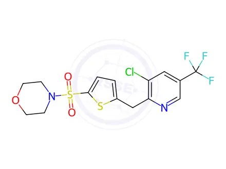 Chemical structure of 4-[(5-{[3-chloro-5-(trifluoromethyl)-2-pyridinyl]methyl}-2-thienyl)sulfonyl]morpholine