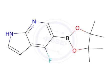 Chemical structure of 4-fluoro-5-(tetramethyl-1,3,2-dioxaborolan-2-yl)-1H-pyrrolo[2,3-b]pyridine