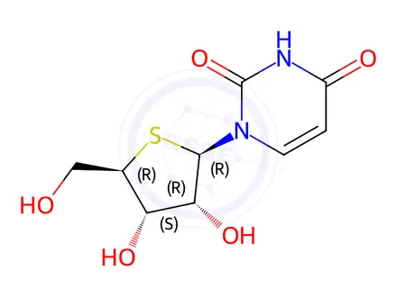 Chemical structure of 1-((2R,3R,4S,5R)-3,4-Dihydroxy-5-(hydroxymethyl)tetrahydrothiophen-2-yl)pyrimidine-2,4(1H,3H)-dione