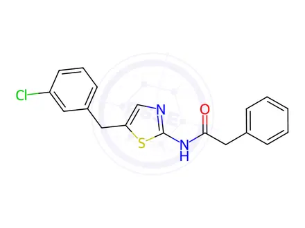 Chemical structure of N-(5-(3-chlorobenzyl)thiazol-2-yl)-2-phenylacetamide