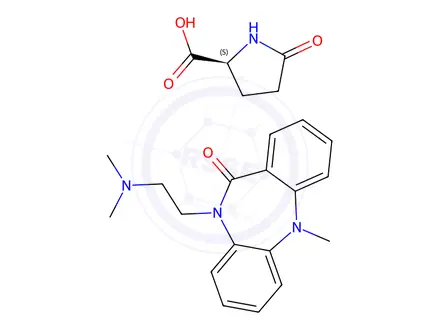 Chemical structure of 5-oxo-L-proline, compound with 10-[2-(dimethylamino)ethyl]-5,10-dihydro-5-methyl-11H-dibenzo[b,e][1,4]diazepin-11-one (1:1)