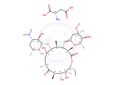 Chemical structure of erythromycin aspartate