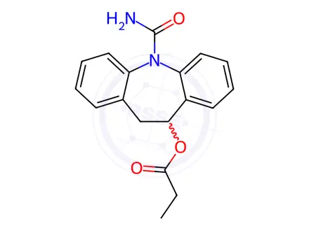 Chemical structure of 5-Carbamoyl-10,11-dihydro-5H-dibenzo[b,f]azepin-10-yl propionate