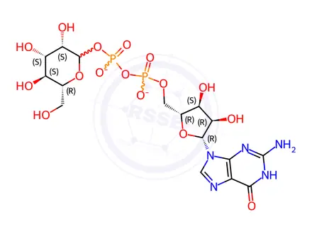 Chemical structure of Guanosine 5'-(trihydrogen diphosphate) P'-D-mannopyranosyl ester disodium salt