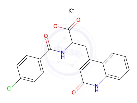 Chemical structure of Potassium 2-(4-chlorobenzamido)-3-(2-oxo-1,2-dihydroquinolin-4-yl)propanoate