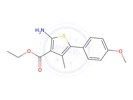 Chemical structure of Ethyl 2-Amino-5-(4-methoxy-phenyl)-4-methyl-thiophene-3-carboxylate