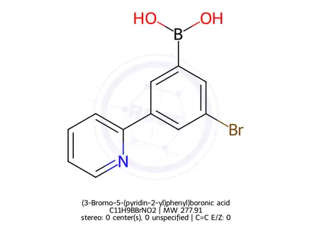 Chemical structure of (3-Bromo-5-(pyridin-2-yl)phenyl)boronic acid