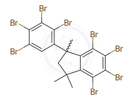 Chemical structure of 4,5,6,7-Tetrabromo-2,3-dihydro-1,1,3-trimethyl-3-(2,3,4,5-tetrabromophenyl)-1H-indene