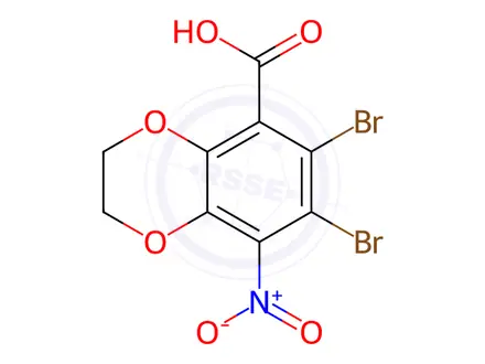 Chemical structure of 6,7-dibromo-8-nitro-2,3-dihydrobenzo[b][1,4]dioxine-5-