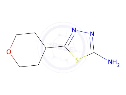 Chemical structure of 5-(oxan-4-yl)-1,3,4-thiadiazol-2-amine