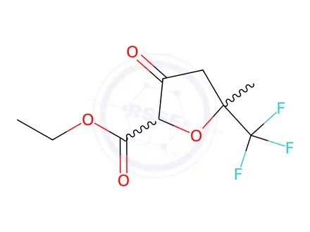 Chemical structure of Ethyl 5-methyl-3-oxo-5-(trifluoromethyl)tetrahydrofuran-2-carboxylate