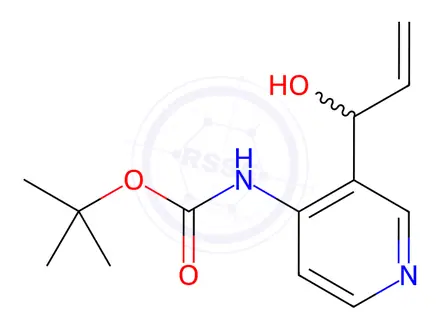 Chemical structure of Carbamic acid, [3-(1-hydroxy-2-propenyl)-4-pyridinyl]-, 1,1-dimethylethyl ester (9CI)