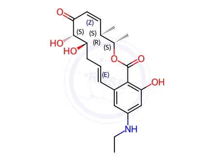 Chemical structure of (3S,4R,5Z,8S,9S,11E)-14-(Ethylamino)-3,4,9,10-tetrahydro-8,9,16-trihydroxy-3,4-dimethyl-1H-2-benzoxacyclotetradecin-1,7(8H)-dione