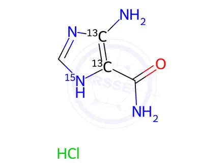 Chemical structure of 5-Aminoimidazole-4-carboxamide-13C2,15N Hydrochloride