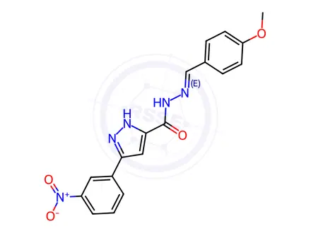 Chemical structure of N'-(4-Methoxybenzylidene)-3-(3-nitrophenyl)-1H-pyrazole-5-carbohydrazide