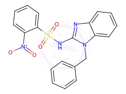 Chemical structure of N-(1-benzyl-1H-benzo[d]imidazol-2-yl)-2-nitrobenzenesulfonamide