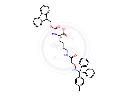 Chemical structure of Nα-Fmoc-Nε-4-methoxyltrityl-aminooxyacetyl-L-lysine