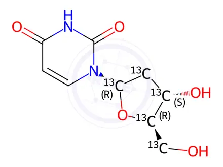 Chemical structure of [1',2',3',4',5'-13C5]2'-deoxyuridine