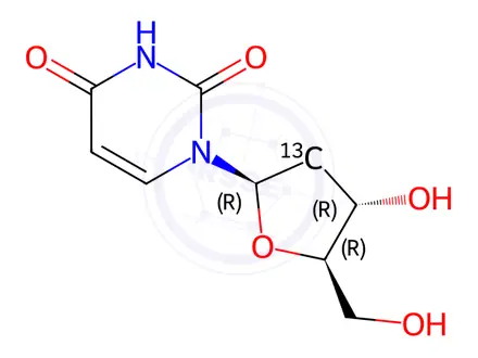 Chemical structure of 2’-Deoxyuridine-2’-13C