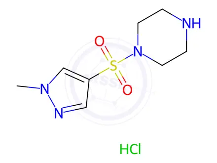 Chemical structure of 1-[(1-methyl-1h-pyrazol-4-yl)sulfonyl]piperazine hydrochloride