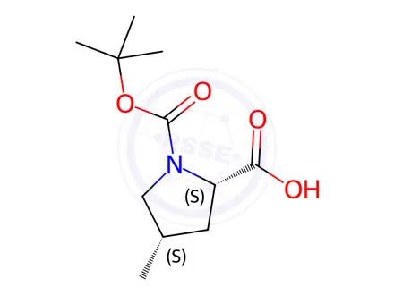 Chemical structure of (2S,4S)-1-(tert-Butoxycarbonyl)-4-methylpyrrolidine-2-carboxylic Acid