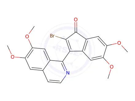 Chemical structure of 2-Bromo-3-(6,7-dimethoxyisoquinolin-1-yl)-5,6-dimethoxy-1H-inden-1-one