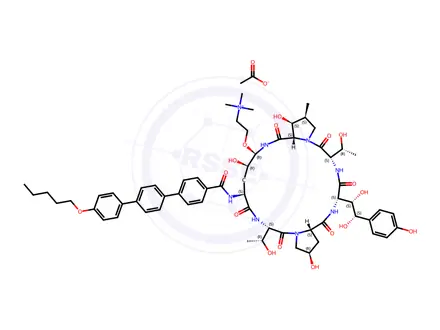 Chemical structure of 1631754-41-0 W1U1TMN677 Biafungin acetate Rezafungin acetate [USAN] UNII-W1U1TMN677 SP-3025 acetate CD-101 acetate Rezafungin acetate CD101 acetate