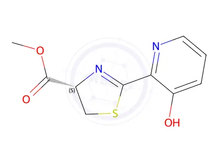 Chemical structure of (S)-2-(3-Hydroxypyridin-2-yl)-4-methyl-4,5-dihydrothiazole-4-carboxylic acid