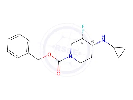 Chemical structure of Cis-benzyl 4-(cyclopropylamino)-3-fluoropiperidine-1-carboxylate