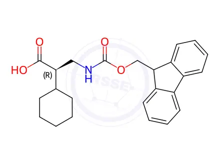 Chemical structure of (R)-3-((((9H-Fluoren-9-yl)methoxy)carbonyl)amino)-2-cyclohexylpropanoic acid
