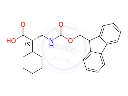 Chemical structure of (S)-3-((((9H-Fluoren-9-yl)methoxy)carbonyl)amino)-2-cyclohexylpropanoic acid