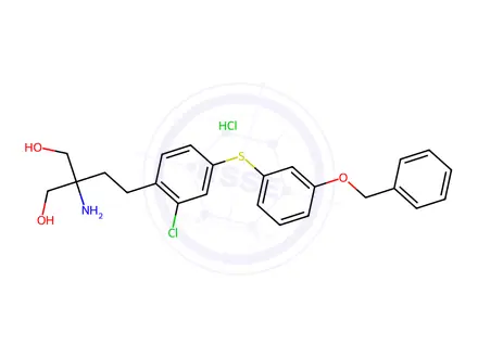 Chemical structure of 2-Amino-2-(4-((3-(benzyloxy)phenyl)thio)-2-chlorophenethyl)propane-1,3-diol Hydrochloride