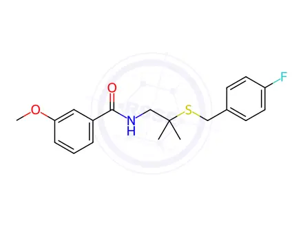 Chemical structure of N-(2-{[(4-fluorophenyl)methyl]sulfanyl}-2-methylpropyl)-3-methoxybenzamide