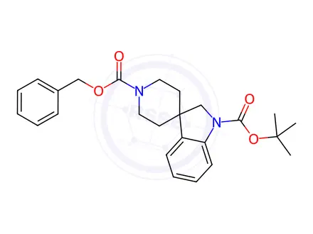 Chemical structure of 1'-Benzyl 1-tert-butyl spiro[indoline-3,4'-piperidine]-1,1'-dicarboxylate