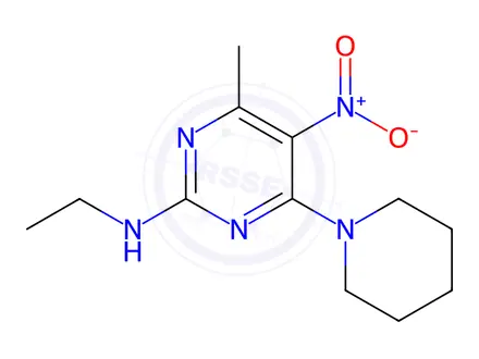 Chemical structure of N-Ethyl-4-methyl-5-nitro-6-(piperidin-1-yl)pyrimidin-2-amine